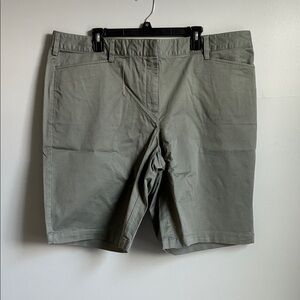 Lands' End Women's Olive Flat-Front Chino Shorts